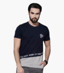 Men Navy Printed Round Neck T-shirt