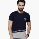 Men Navy Printed Round Neck T-shirt