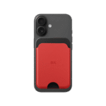 Crimson-Grey Leatherite MagSafe Card Wallet